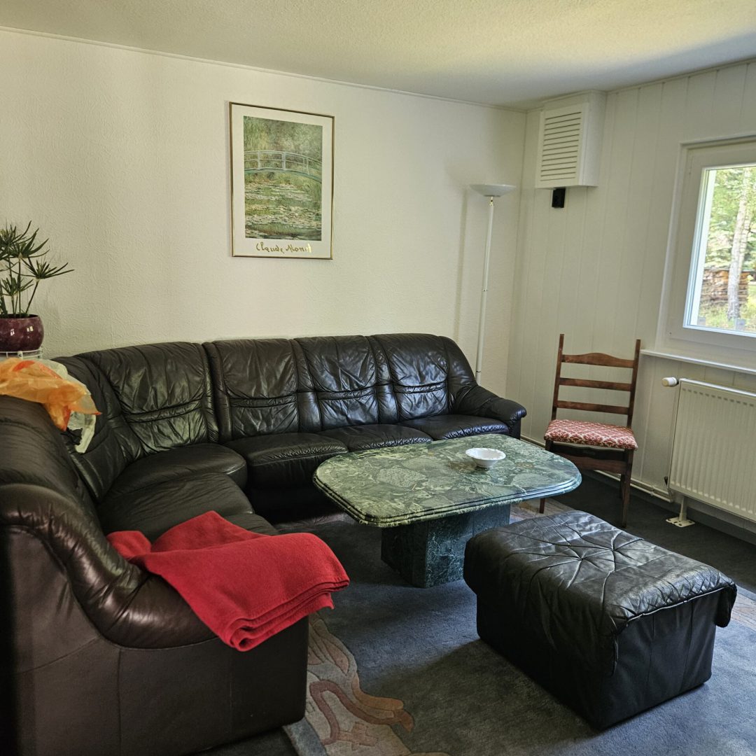 Bild des Wohnbereiches mit Couch in der Zimmervermietung Lingies