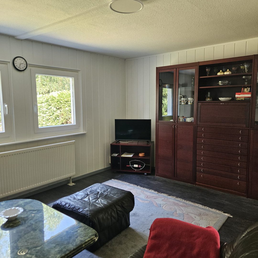 Bild des Wohnbereiches mit TV in der Zimmervermietung Lingies